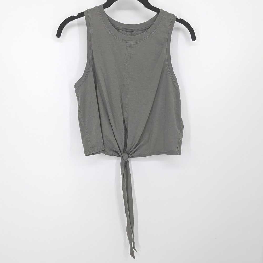 Lululemon Time to Restore Tank Women 4 Green Front Tie Cropped Sleeveless Top